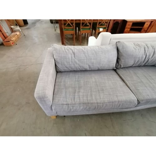 486 - Light Grey Fabric 3-Seat Sofa with Removable Cover (205 x 89 x H:65cm)