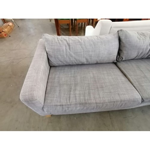 486 - Light Grey Fabric 3-Seat Sofa with Removable Cover (205 x 89 x H:65cm)