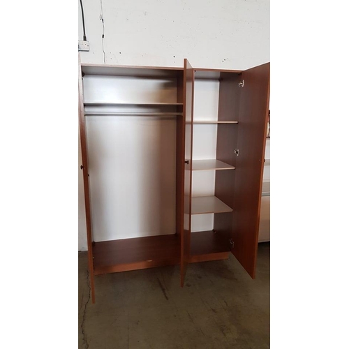 153 - 3 - Door Wardrobe with Shelves in Right Hand Side and Upper Shelf and Rail in Wardrobe Left Side (W:... 