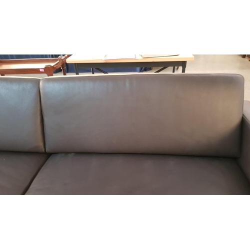 189 - Large Sofa / Bed in Brown Leatherette Material (Sofa Size: W:220 x D:90cm / Bed Size L:200cm x W:140... 