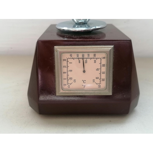 352 - Desk Ornaments with Watch, Hygrometer, Temperature Dial and Large Glass Globe Feature of Top (Needs ... 