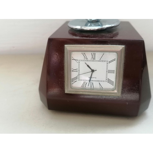 352 - Desk Ornaments with Watch, Hygrometer, Temperature Dial and Large Glass Globe Feature of Top (Needs ... 