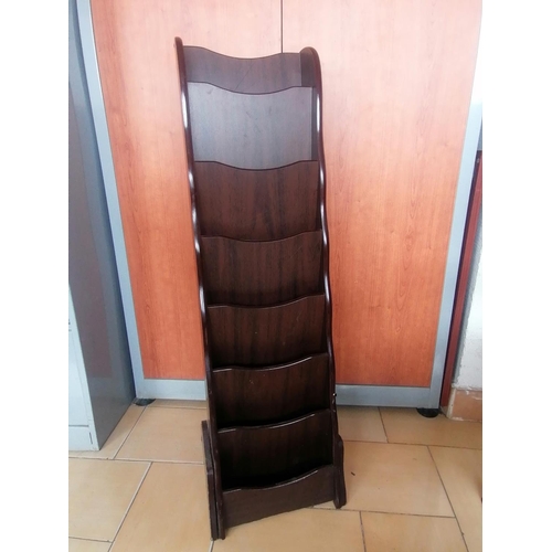 354 - Wooden Magazine Rack with 7 - Slots for Magazines (H:94cm x 27cm)