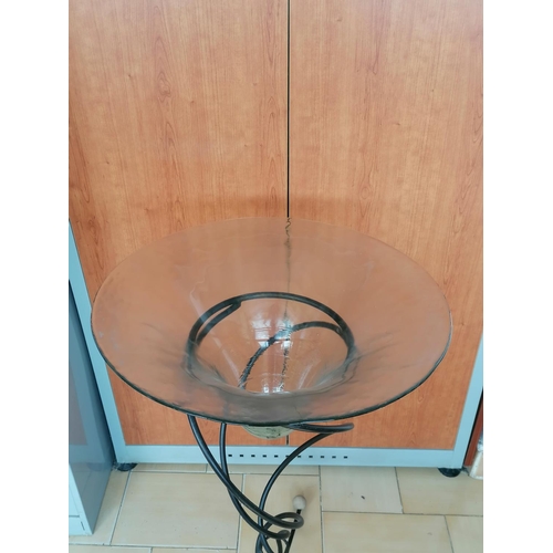 356 - Large Glass Bowl on Tall Metal Stand (H:86.5cm x Ø 45.5cm)