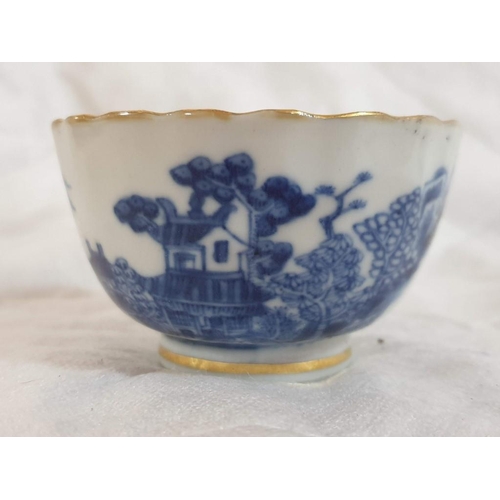 120 - Antique Chinoiseries Porcelain Tea Bowl and Saucer in Blue, White & Gold Willow Pattern (2), [POR751... 