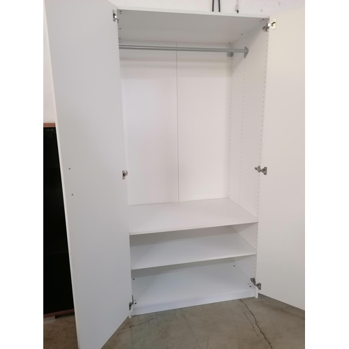 159 - White Colour Double Wardrobe with Chrome Handles and 2 x Adjustable Shelves Below Hanging Rail (Appr... 