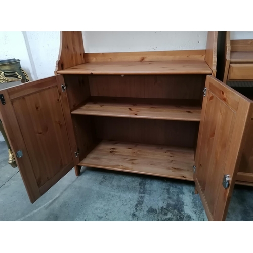 163 - Light Wood Display Cabinet / Dresser with Glass Door Top, Over Open Middle Section and Double Cupboa... 