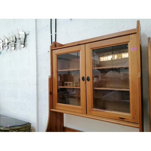 163 - Light Wood Display Cabinet / Dresser with Glass Door Top, Over Open Middle Section and Double Cupboa... 