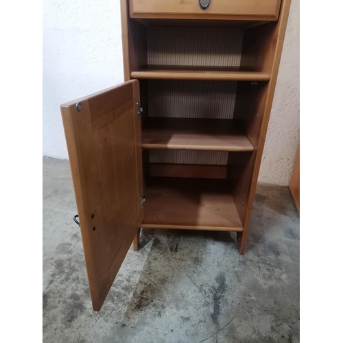 164 - Light Wood Bookcase / Display Shelves Over Drawer and Cupboard (Approx. 42 x 42 x 184cm)