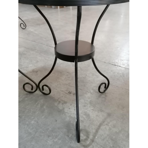 175 - Pair of Black Metal Round Side Tables with Lower Shelf and Curved Legs, (Ø: 49cm, H: 67cm), (2)