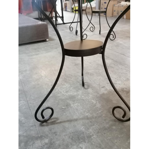 175 - Pair of Black Metal Round Side Tables with Lower Shelf and Curved Legs, (Ø: 49cm, H: 67cm), (2)