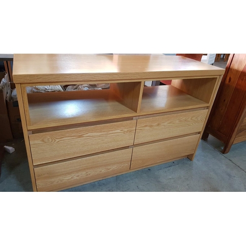 255 - Modern unit / TV Unit Light Wood Colour with 4 - Drawers (Beaverboard) (Approx. 44 x 122.5 x 77cm)