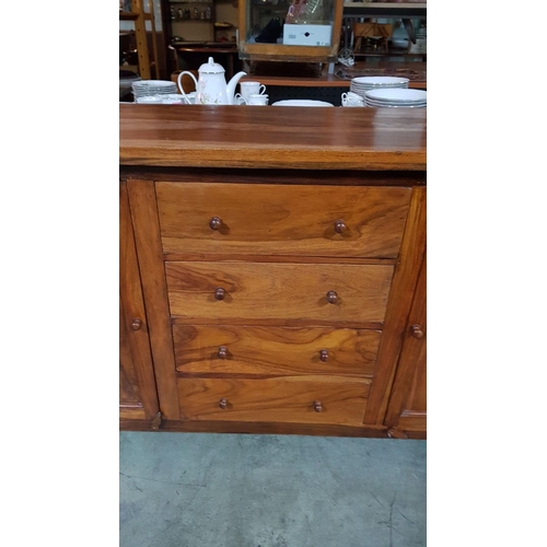 256 - Solid Wood Sideboard with 2 x Cupboards and 4-Drawers (Approx. 170 x 42 x 87cm)