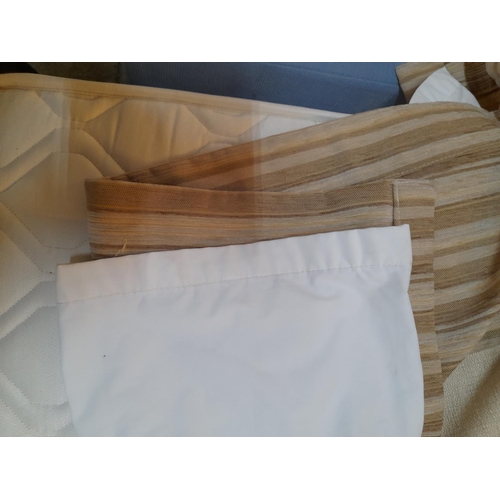 274 - 1 x Beige / Patterned Lined Thick Material Curtain For Pole - Hanging (L:210cm, Top W:120cm, Bottom ... 