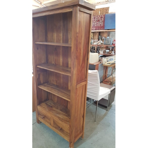 277 - Solid Wood 4 x Shelfs and 2 - Drawers Bookcase (90 x 30 x 180cm)