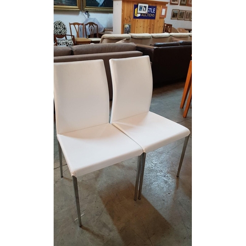 283 - Pair of White Modern Kitchen Chairs with 2-Covers (White & Orange)