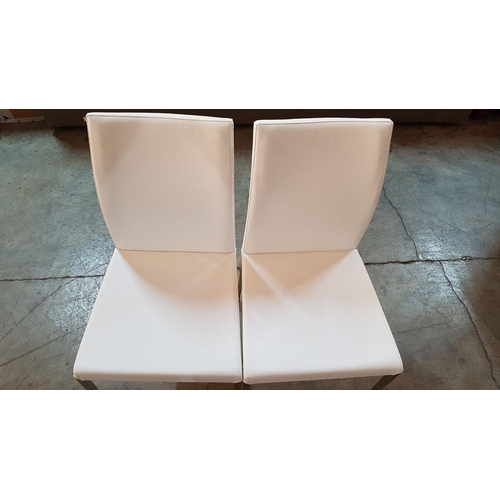 283 - Pair of White Modern Kitchen Chairs with 2-Covers (White & Orange)