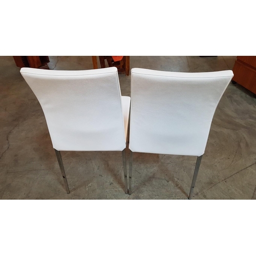 283 - Pair of White Modern Kitchen Chairs with 2-Covers (White & Orange)