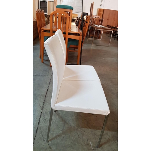 283 - Pair of White Modern Kitchen Chairs with 2-Covers (White & Orange)