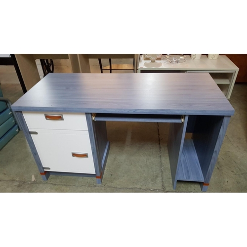 285 - Modern Blue Students Furniture, Desk (136 x 60 x 75cm) with White Drawer and Front Door and Matching... 