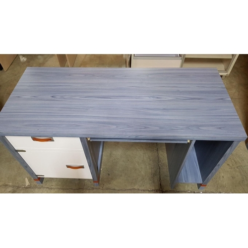 285 - Modern Blue Students Furniture, Desk (136 x 60 x 75cm) with White Drawer and Front Door and Matching... 