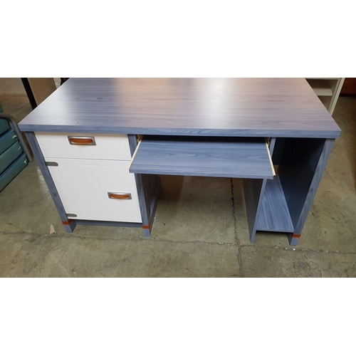 285 - Modern Blue Students Furniture, Desk (136 x 60 x 75cm) with White Drawer and Front Door and Matching... 