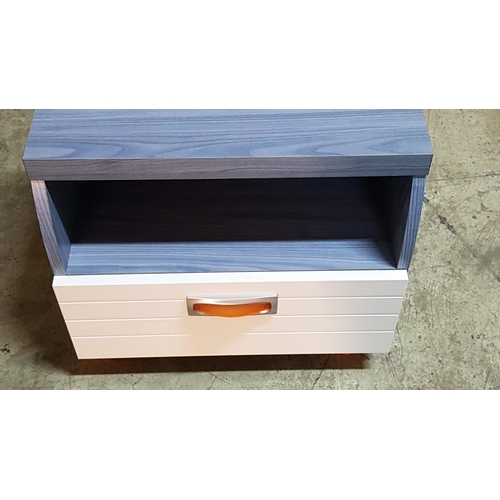 285 - Modern Blue Students Furniture, Desk (136 x 60 x 75cm) with White Drawer and Front Door and Matching... 