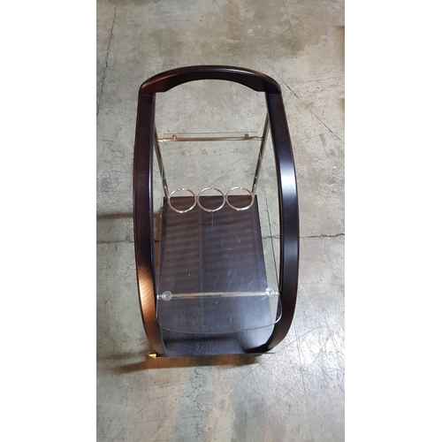 286 - Modern Wood & Glass Drinks Trolley