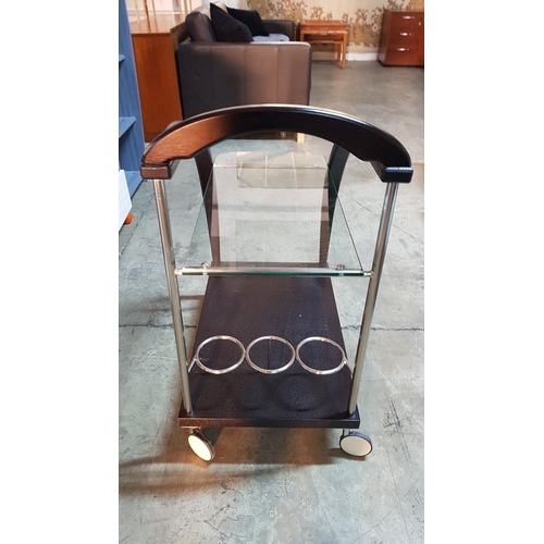 286 - Modern Wood & Glass Drinks Trolley