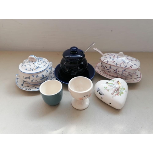 357 - Collection of Porcelain Tableware;(Bordalo Pinheir, Portugal) Lidded, 2 x Condiment Dishes (Hand Pai... 