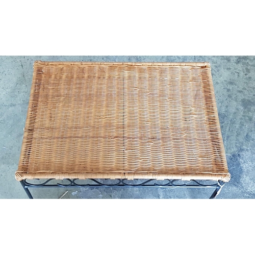 372 - Wicker / Metal Mini Coffee Table (57 x 40 x 35cm)