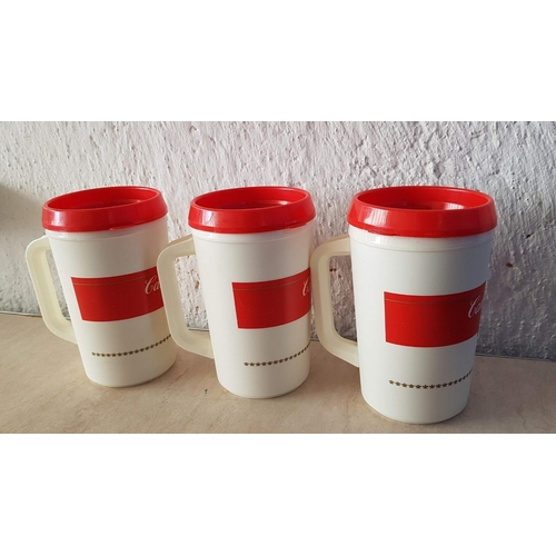 374 - 7 x Camp Bells Soul Mugs / Thermos Canisters (Plastic; 3 x Big, 2 x Small and 2 x with Lid)