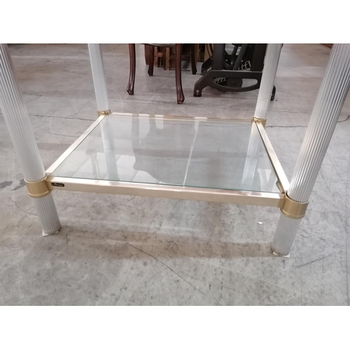 382 - Classical Style 2-Tier Side Table with Two-Tone Metal Frame and Glass Shelves (Approx. 51 x 42 x 41c... 