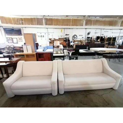 488 - White Fabric 3-Seat and 2-Seat Sofas (2)