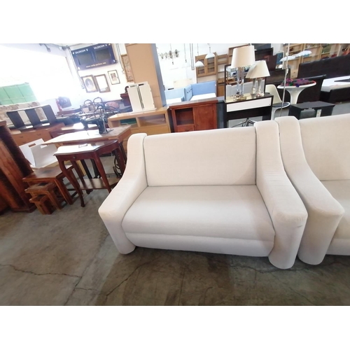 488 - White Fabric 3-Seat and 2-Seat Sofas (2)