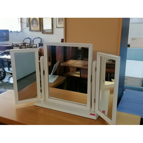 489 - White Colour 3-Part Dressing Table Mirror