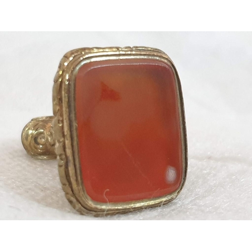 537 - Victorian Pinchbeck Seal Pendant with Cornelian Stone(?), Circa 1880, [JLY324]