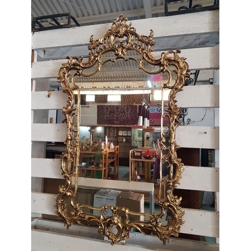 138 - Wall Mirror with Elaborate Gold Colour Cast Metal Frame / Surround (100 x 55cm)