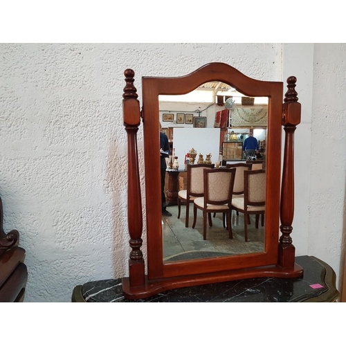 139 - Dark Wood Dressing Table Framed Mirror (H:73cm x W:60cm)