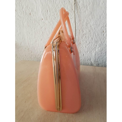 193 - Candy Colour (Pinkish) Ladies Silicone Metal Frame (Gold Colour) Shoulder Summer Handbag