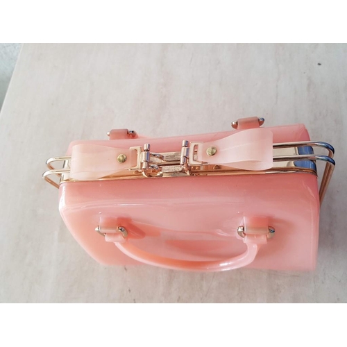 193 - Candy Colour (Pinkish) Ladies Silicone Metal Frame (Gold Colour) Shoulder Summer Handbag