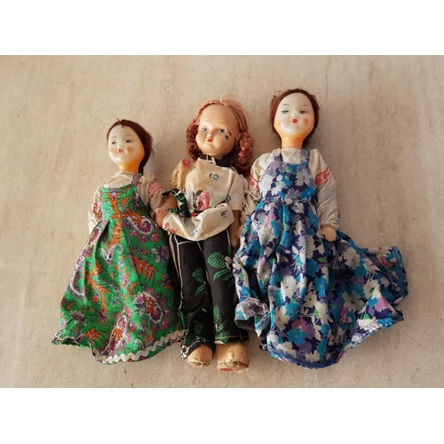 259 - 3 x Vintage Dolls with Hand Made Cloth