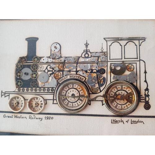 260 - L Kersli of London Great Western Railway 1920 Chronological Clock Collage (23 x 18cm)