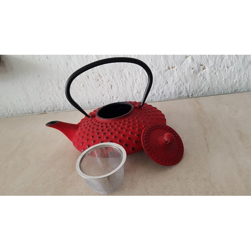 266 - Red Cast Iron Tea Pot