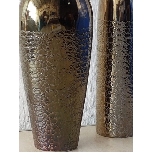 317 - Pair of Modern Vase in Metallic Colour (H:38cm & H:35.5cm)