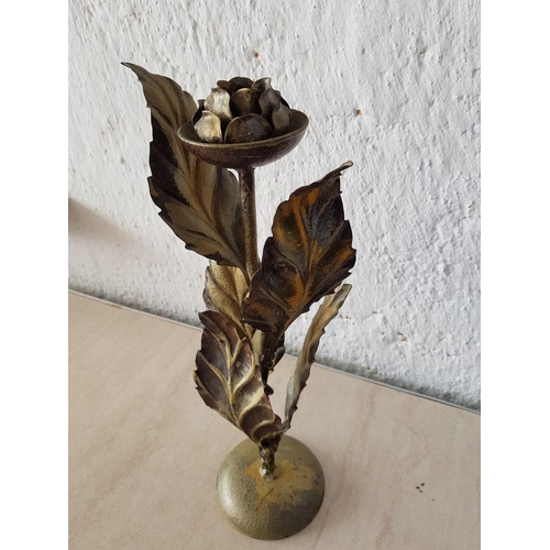 319 - Metal Art 2 x Floral Sharp Metal Candle Holders (H:39cm and H:25.5cm)