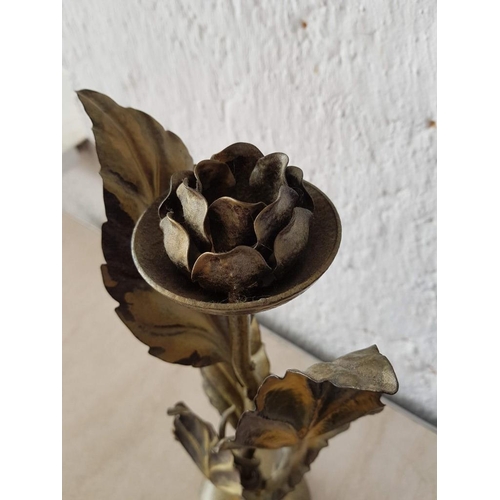 319 - Metal Art 2 x Floral Sharp Metal Candle Holders (H:39cm and H:25.5cm)