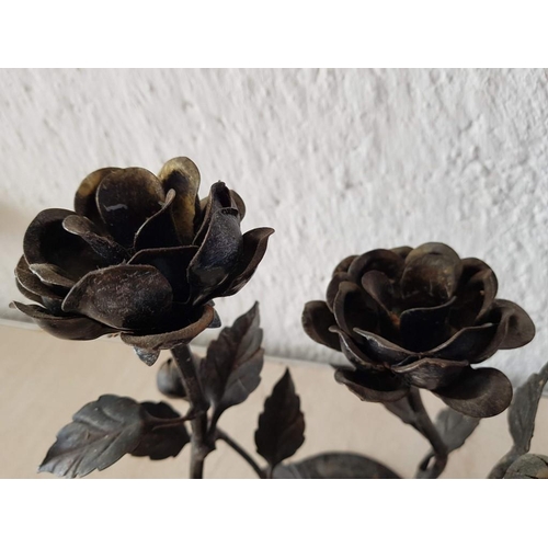 319 - Metal Art 2 x Floral Sharp Metal Candle Holders (H:39cm and H:25.5cm)