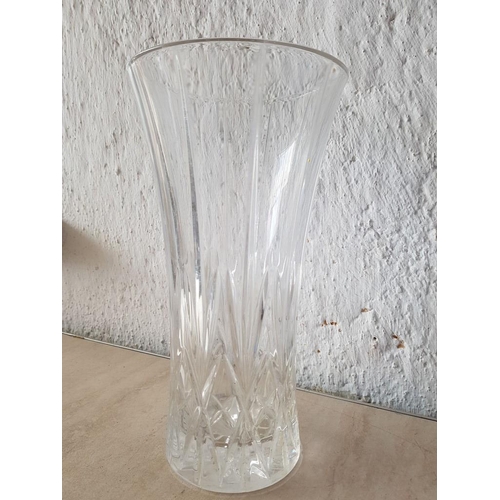 320 - Large Crystal Vase (H:30cm x 6cm)Cut Glass Vase (H:23cm x Ø10cm)