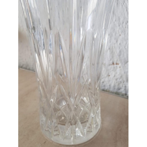 320 - Large Crystal Vase (H:30cm x 6cm)Cut Glass Vase (H:23cm x Ø10cm)